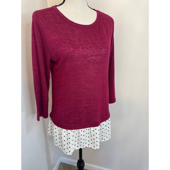 VAN HEUSEN Tops Women's Small Half Sleeve Bottom Layer Polka Dot Blouse - Picture 6 of 6